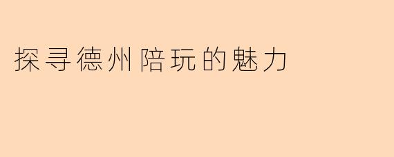 探寻德州陪玩的魅力