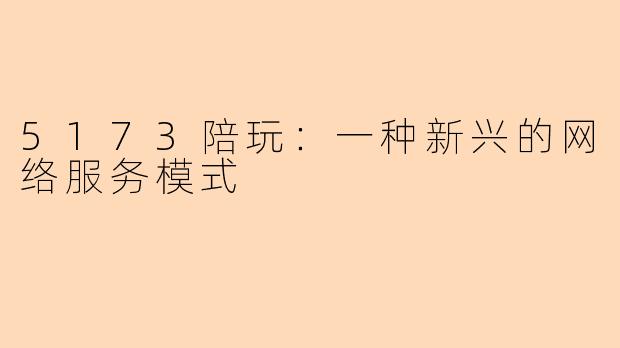 5173陪玩：一种新兴的网络服务模式