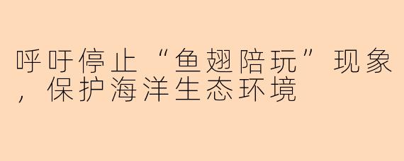 呼吁停止“鱼翅陪玩”现象，保护海洋生态环境