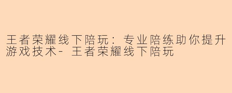 王者荣耀线下陪玩：专业陪练助你提升游戏技术-王者荣耀线下陪玩