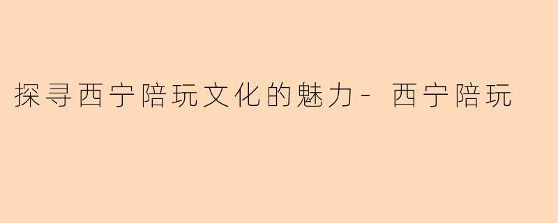 探寻西宁陪玩文化的魅力-西宁陪玩