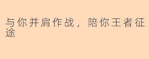 与你并肩作战，陪你王者征途
