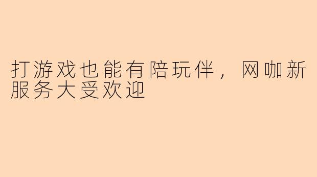 打游戏也能有陪玩伴，网咖新服务大受欢迎