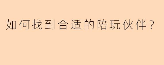 如何找到合适的陪玩伙伴？