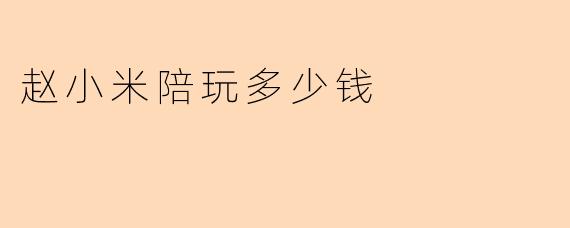 赵小米陪玩多少钱
