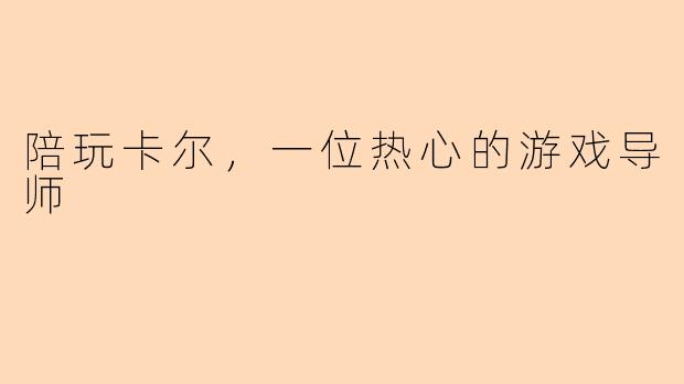 陪玩卡尔，一位热心的游戏导师