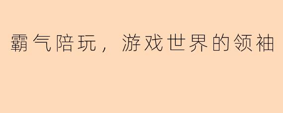 霸气陪玩，游戏世界的领袖