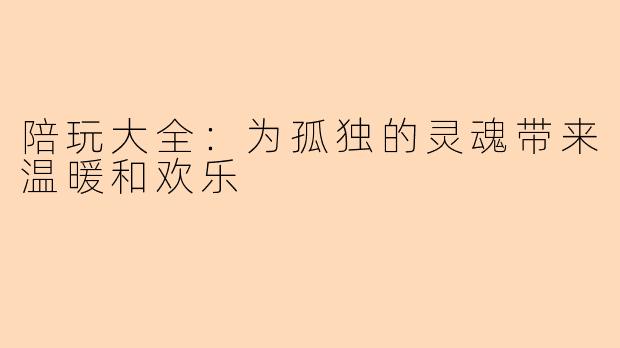 陪玩大全：为孤独的灵魂带来温暖和欢乐