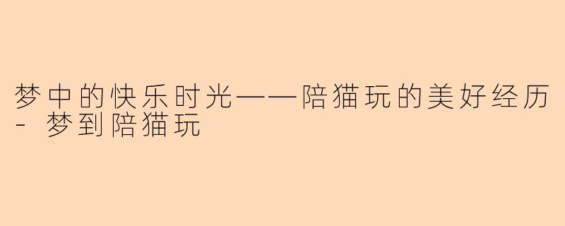 梦中的快乐时光——陪猫玩的美好经历-梦到陪猫玩