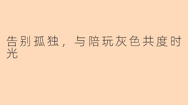 告别孤独，与陪玩灰色共度时光