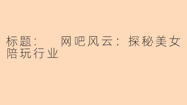 标题: 网吧风云：探秘美女陪玩行业