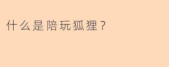 什么是陪玩狐狸？