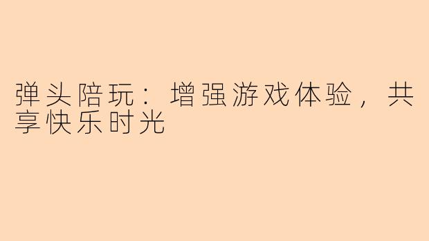 弹头陪玩：增强游戏体验，共享快乐时光