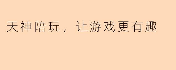 天神陪玩，让游戏更有趣