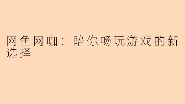 网鱼网咖：陪你畅玩游戏的新选择