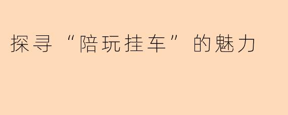 探寻“陪玩挂车”的魅力