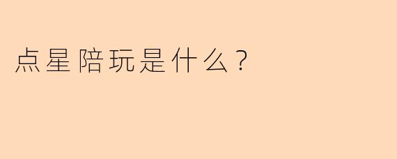 点星陪玩是什么？