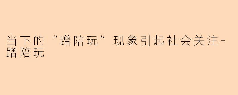 当下的“蹭陪玩”现象引起社会关注-蹭陪玩