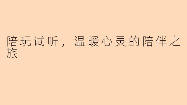 陪玩试听，温暖心灵的陪伴之旅
