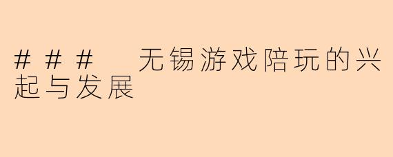 ### 无锡游戏陪玩的兴起与发展