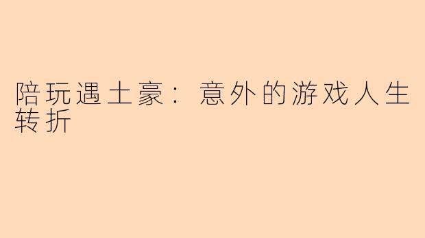 陪玩遇土豪：意外的游戏人生转折
