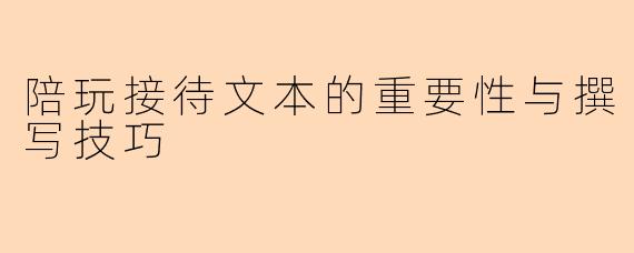 陪玩接待文本的重要性与撰写技巧
