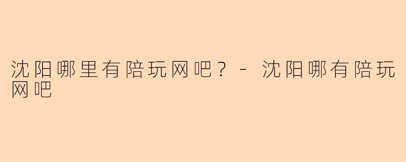 沈阳哪里有陪玩网吧？