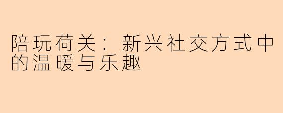 陪玩荷关：新兴社交方式中的温暖与乐趣