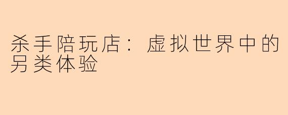 杀手陪玩店：虚拟世界中的另类体验