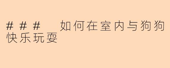 ### 如何在室内与狗狗快乐玩耍