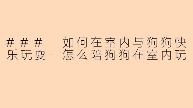 ### 如何在室内与狗狗快乐玩耍-怎么陪狗狗在室内玩