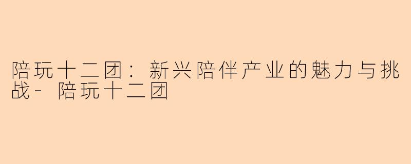 陪玩十二团：新兴陪伴产业的魅力与挑战-陪玩十二团