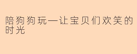 陪狗狗玩—让宝贝们欢笑的时光