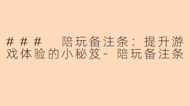 ### 陪玩备注条：提升游戏体验的小秘笈-陪玩备注条