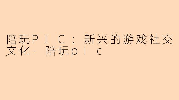 陪玩PIC：新兴的游戏社交文化-陪玩pic