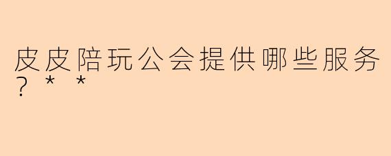 皮皮陪玩公会提供哪些服务？**