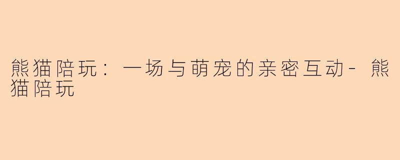 熊猫陪玩：一场与萌宠的亲密互动-熊猫陪玩