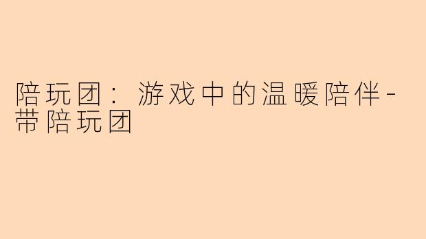 陪玩团：游戏中的温暖陪伴-带陪玩团