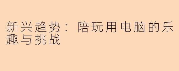 新兴趋势：陪玩用电脑的乐趣与挑战