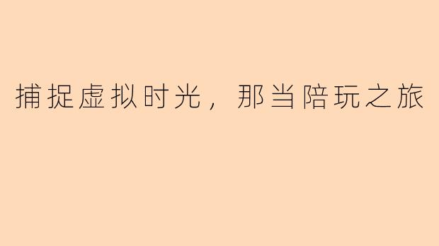 捕捉虚拟时光，那当陪玩之旅