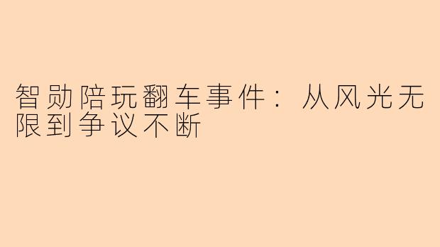 智勋陪玩翻车事件：从风光无限到争议不断