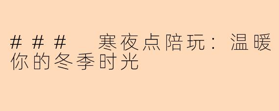 ### 寒夜点陪玩：温暖你的冬季时光