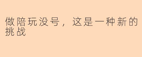 做陪玩没号，这是一种新的挑战