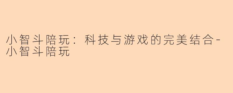 小智斗陪玩：科技与游戏的完美结合-小智斗陪玩