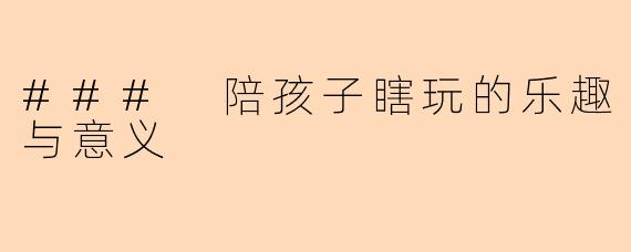 ### 陪孩子瞎玩的乐趣与意义
