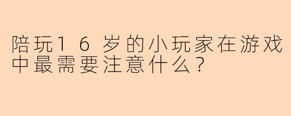 陪玩16岁的小玩家在游戏中最需要注意什么？