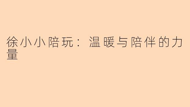 徐小小陪玩：温暖与陪伴的力量