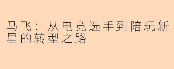 马飞：从电竞选手到陪玩新星的转型之路