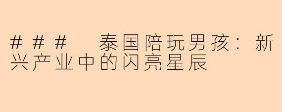 ### 泰国陪玩男孩：新兴产业中的闪亮星辰