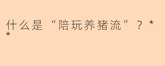 什么是“陪玩养猪流”?**